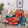 1pc Floral Print Flannel Blanket, Soft Polyester Fiber Throw for Home Decor, Outdoor Activities, Valentine's, Christmas, Thanksg