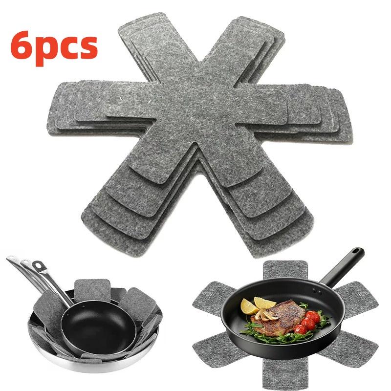 6 Pcs Pot and Pan Protectors Non-woven Pot Dividers Pad 3 Sizes Pans Separator Pads for Protecting Separators Pads Cookware