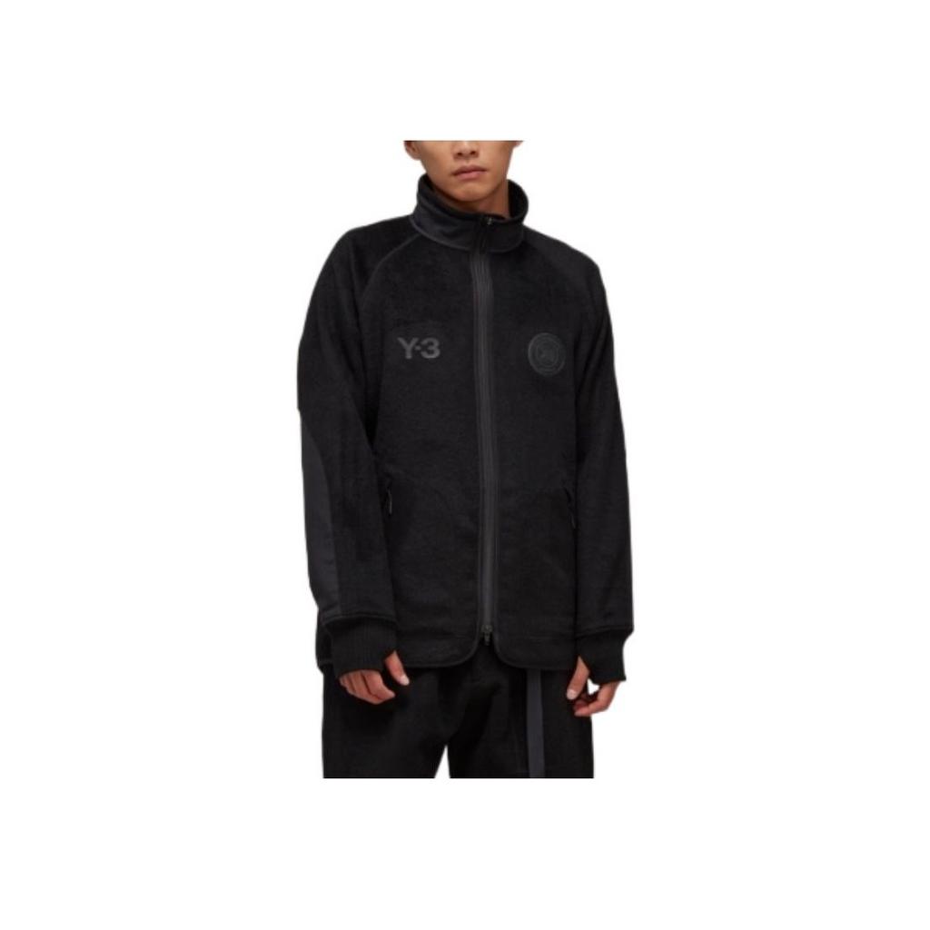 Y-3 FW22 Logo Patch Mixed Fabric Fleece Jacket Unisex Jacket Black HN1969