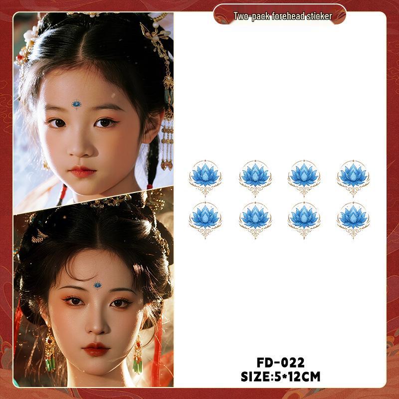 Dunhuang Glitter Face Stickers: Ancient Style Forehead & Eye Tattoos for Hanfu and Stage Performance