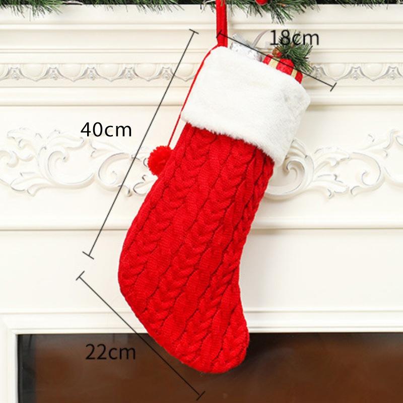 Weihnachtsstrickstrumpf mit Aufhängeschlaufe Großes Fassungsvermögen Weihnachtsbaum Dekorative Socken Ornamente Weihnachtsstrumpf Neujahrsgeschenk
