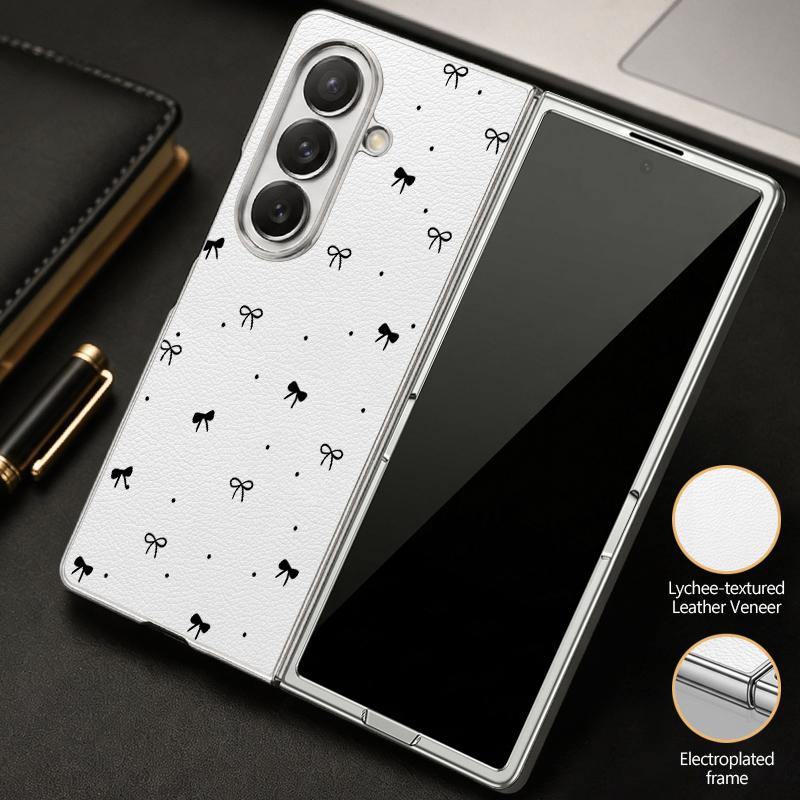 Colorful Bowknots Print Case For Samsung Galaxy Z Flip 8 7 6 5 Z Flip8 Flip7 Flip6 Hybrid 3in1 Plating Leather Skin Folding Phone Cover