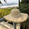 Sombrero De Rafia Con Lazo Para Mujer, Sombrero Plano De Paja, Con Lazo, Para Playa Y Mar, Color Blanco Y Negro, Novedad
