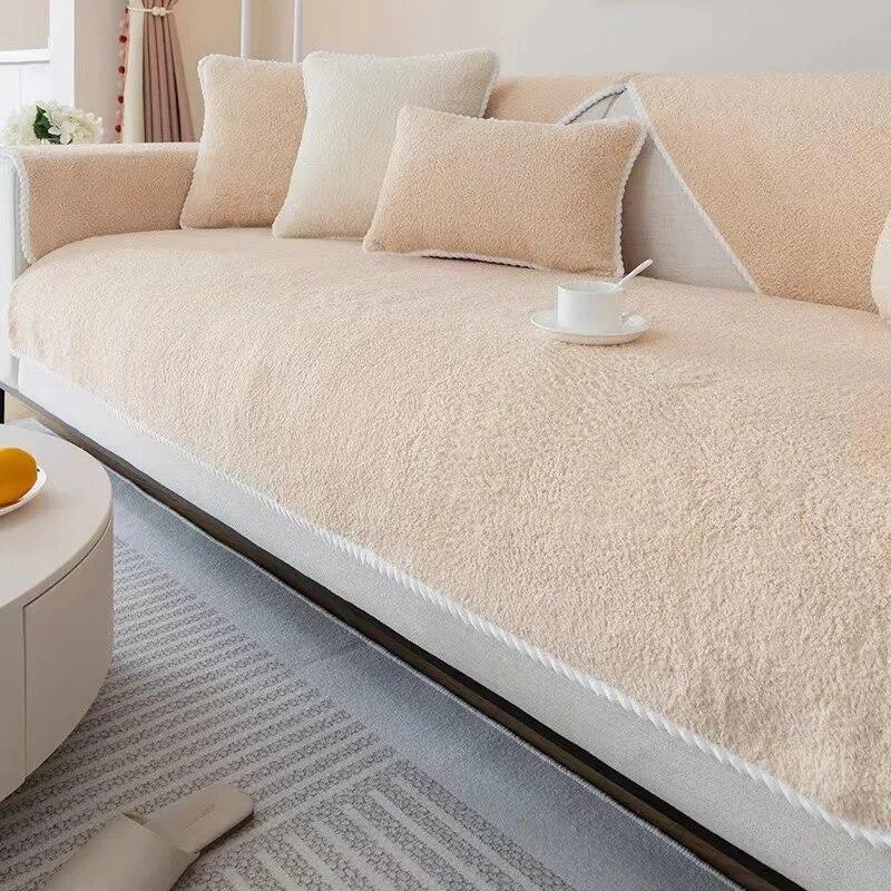Winter Warm Velvet Sofa Towel Soft Plush Sofa Cover for Living Room Sectional L-shape Non-slip Couch Cover