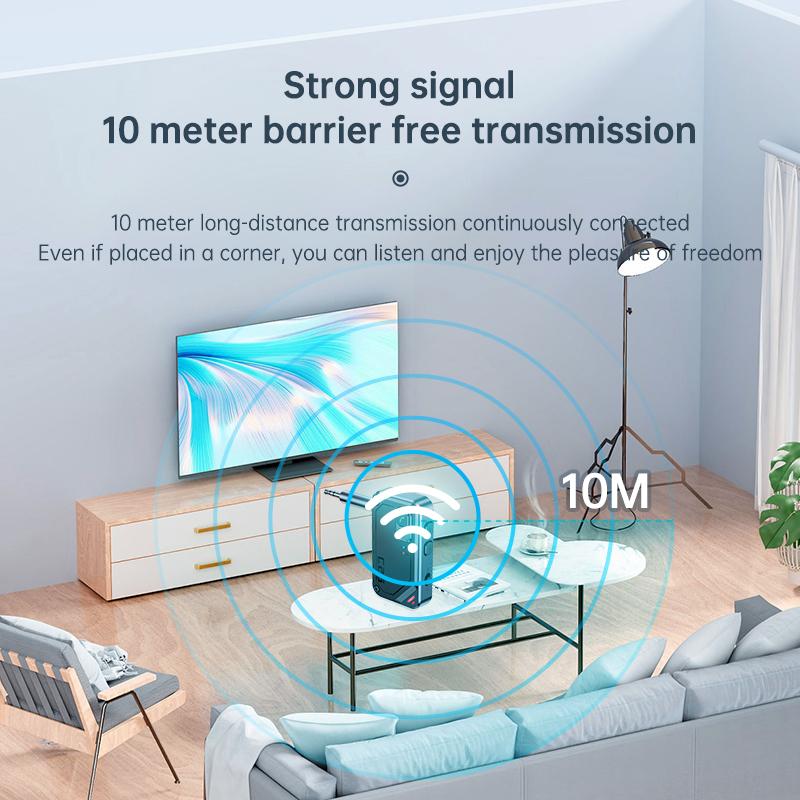 2 In 1 Bluetooth 5.3 Audio Adapter Receiver Transmitter 3.5mm AUX HIFI Stereo Small With Mic For TV PC Car Speakers Airplane