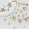 25PCS Fashion Shoe Charms Pearl Butterfly Golden Chain Set Accessories Hole Shoe Buckle DIY 3D Shoes Decorations for Bogg Bag