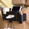 Car Rear Seat Storage Box With Cup Holder Tissue Box Trash Bin and Hook Backseat Organizer For Road Trips