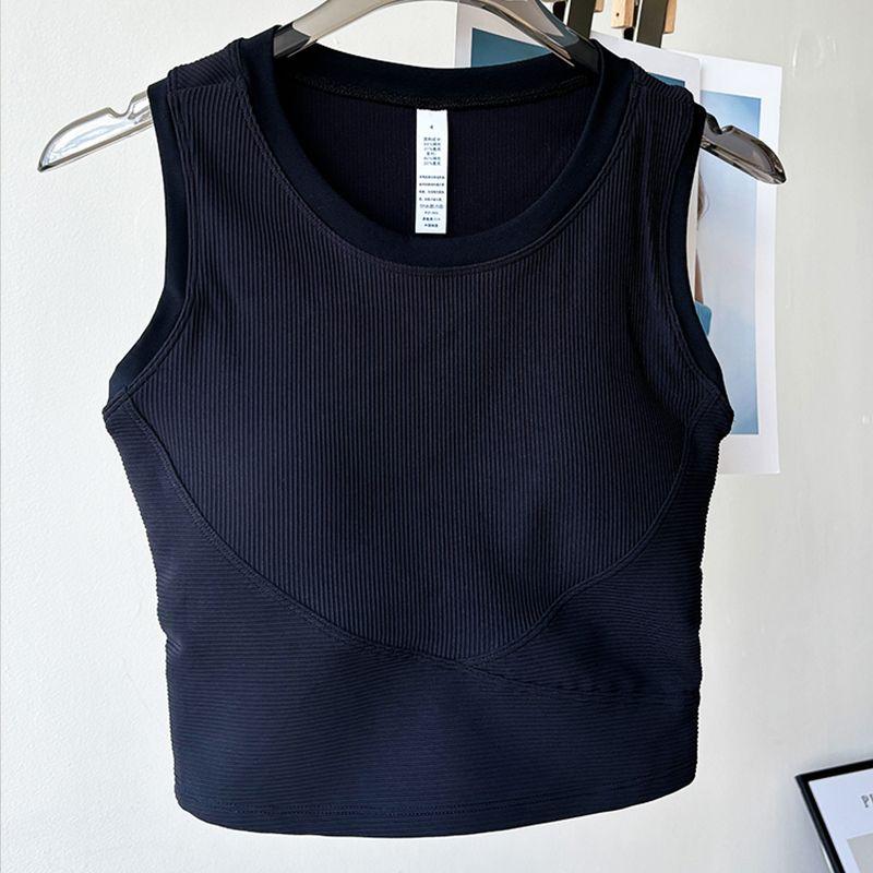 

Lu Same Yoga Vest for Women Summer New with Chest Pad Fixed One-Piece Cup Pilates Training Fitness Yoga Wear XL Black [with chest pad fixed One Cup]]