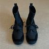 Cowhide version~ Functional wind sports thick-soled strap elastic socks boots Korean version elastic thin boots black short boots women