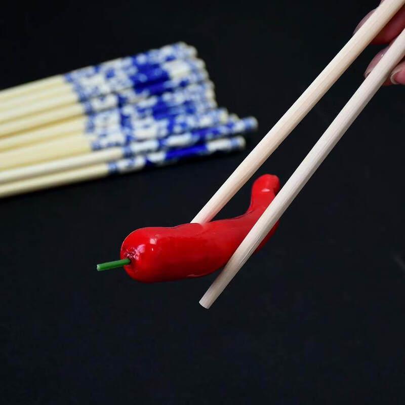 ZISIZ Blue and White Porcelain Disposable Bamboo Chopsticks