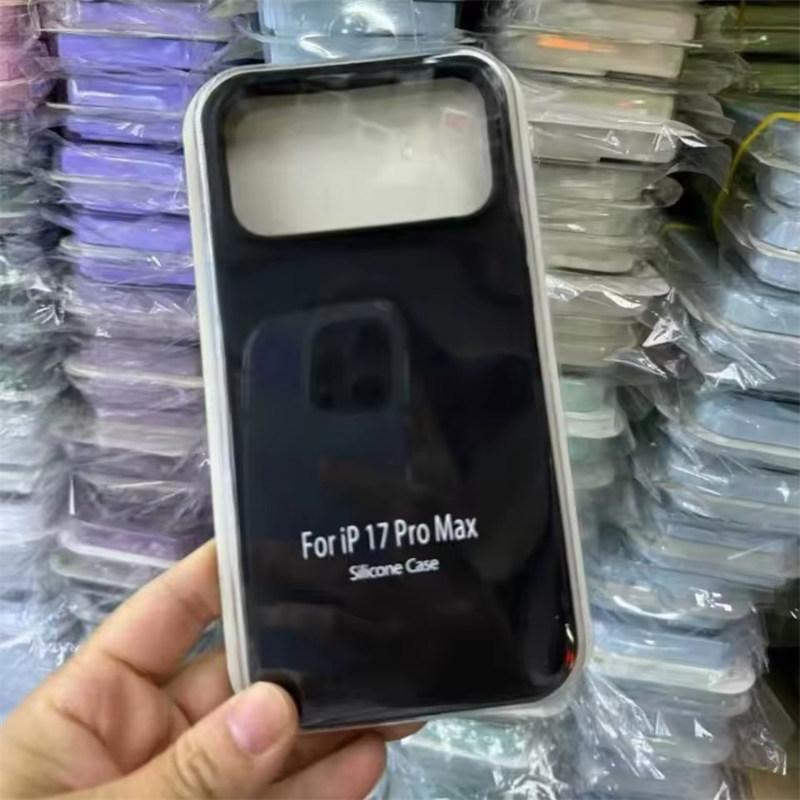 

Роскошный чехол из жидкого силикона с гладким покрытием для iPhone 17Air 16E 15 14 Plus 13 12 11 Pro Max X XR SE 7/8 Mini Полная защита от падений iPhone 17 Air чёрный
