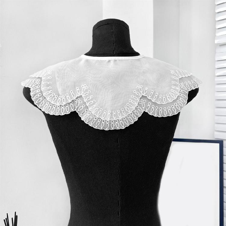 Popular Detachable Collar Embroidered Lace Trim False Collar For Female Teens Girl Daily Outfit Styling Accessory