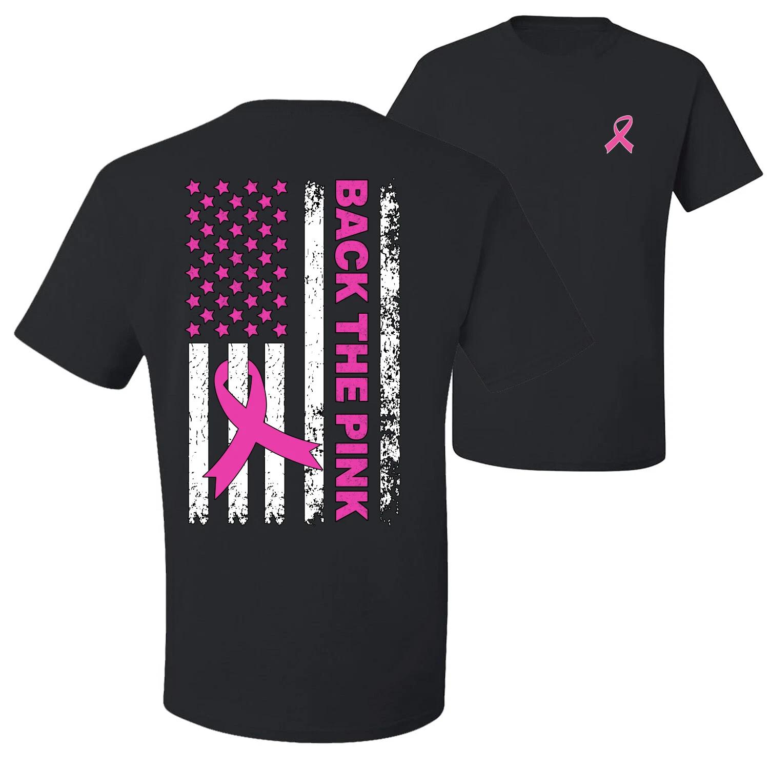 Back the Pink American Flag Front and Back Men Graphic T- Shirt 2XL