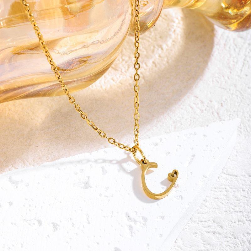 Elegant Titanium Steel Letter Necklace for Women - 2026 Clavicle Chain English Letter Pendant Jewelry