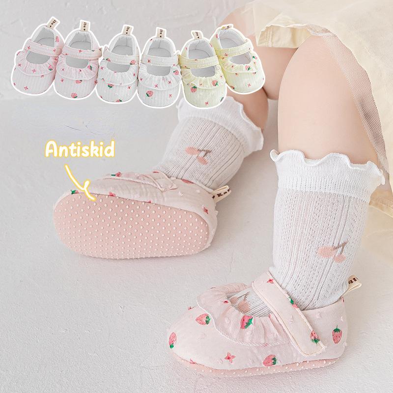 Baby Shoe Newborn Baby Girl Shoe SpringSummer Princess Lace Strawberry Dress Shoe Soft Soled Walking Shoe Non Slip Cute Footwear