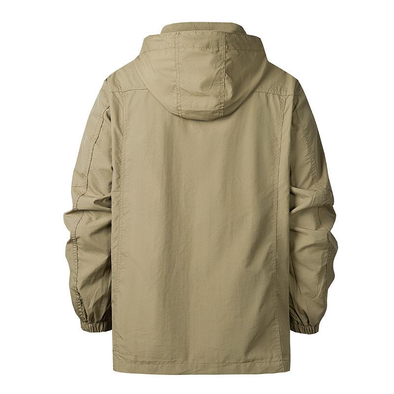 Nowa kurtka Tooling Męska Wiosna i Jesień Kurtka Męska Kurtka Odpinany Kaptur Luźna Wielokieszeniowa Płaszcz Trencz Męski
