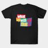 Herren Schwarzes T-Shirt mit Aufdruck Was ist los damit? Baumwoll-T-Shirt mit No-Cut-Transferpapier-Druck