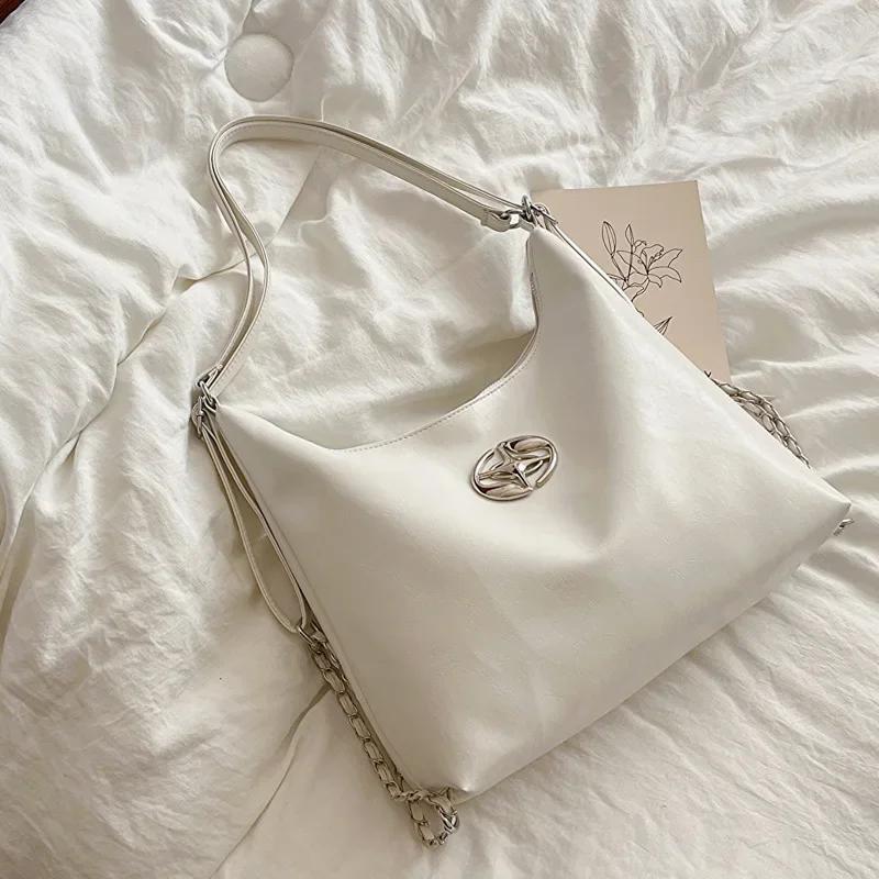 

Большая вместительная сумка через плечо для женщин, рюкзак для поездок на работу, серебристая сумка высокого качества