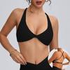 CHARMLEAKS Womens Seamless Sports Bra Twisted Chest Criss Cross Back Push Up Yoga Running Fitness Bra