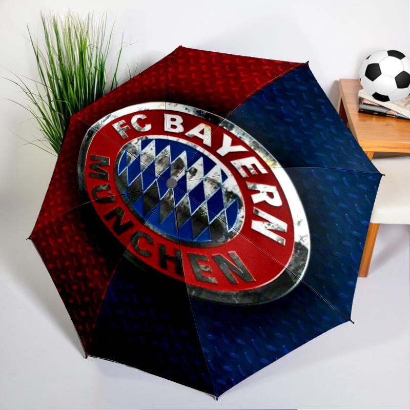 Ombrello Automatico Stampato con Stemma FC Monaco, 8 Stecche per Viaggio, Campeggio, Ombrello Casual, Regalo Essenziale per la famiglia e gli amici