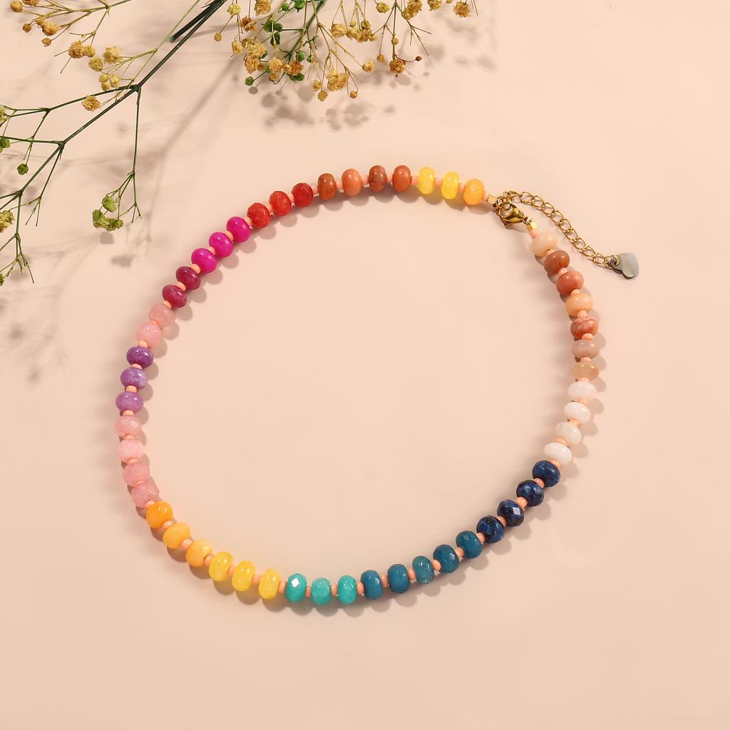 Hand Beaded Natural Stone Colorful Fashion Versatile Clavicle Necklace