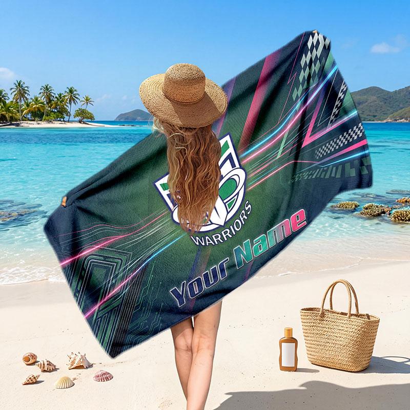 Wigan Warriors Customized Name Text Beach Towel, Soft Absorbent Towel Beach Pool Travel Personal Gift
