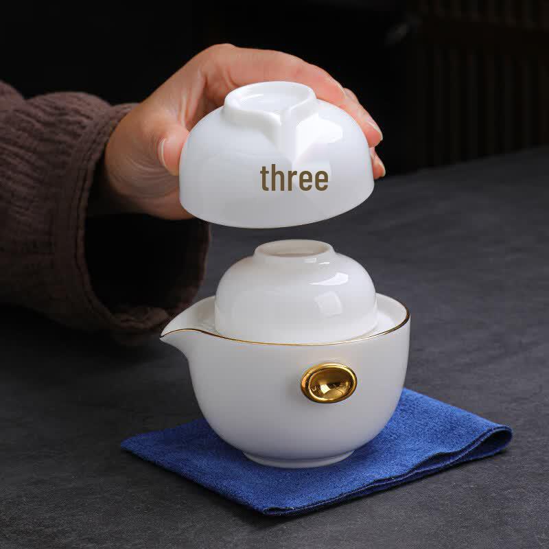Tuopai Mutton Fat Jade Ceramic Quick Tea Set