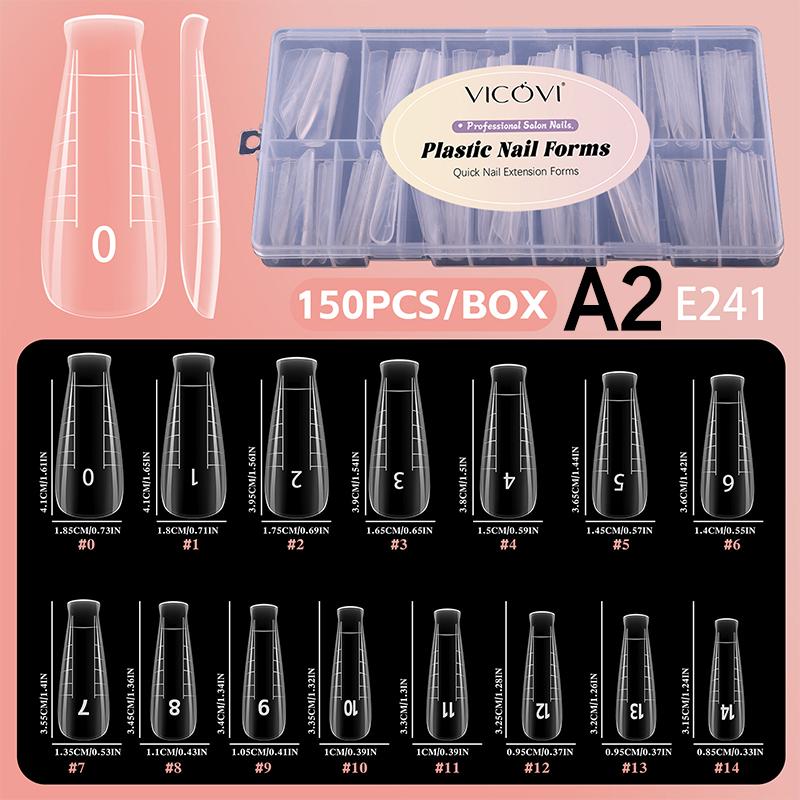 150 Buc/Cutie Forme Duale Unghii Pătrat Coffin Migdală Șablon Extensie Unghii Șabloane pentru Construcție Rapidă Gel UV Instrument Manichiură