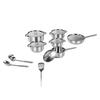 Stainless Steel Cookware Set 4 Soup Pots 2 Pans 1 Spatula 2 Spoons Kitchen Cooking Set for Home