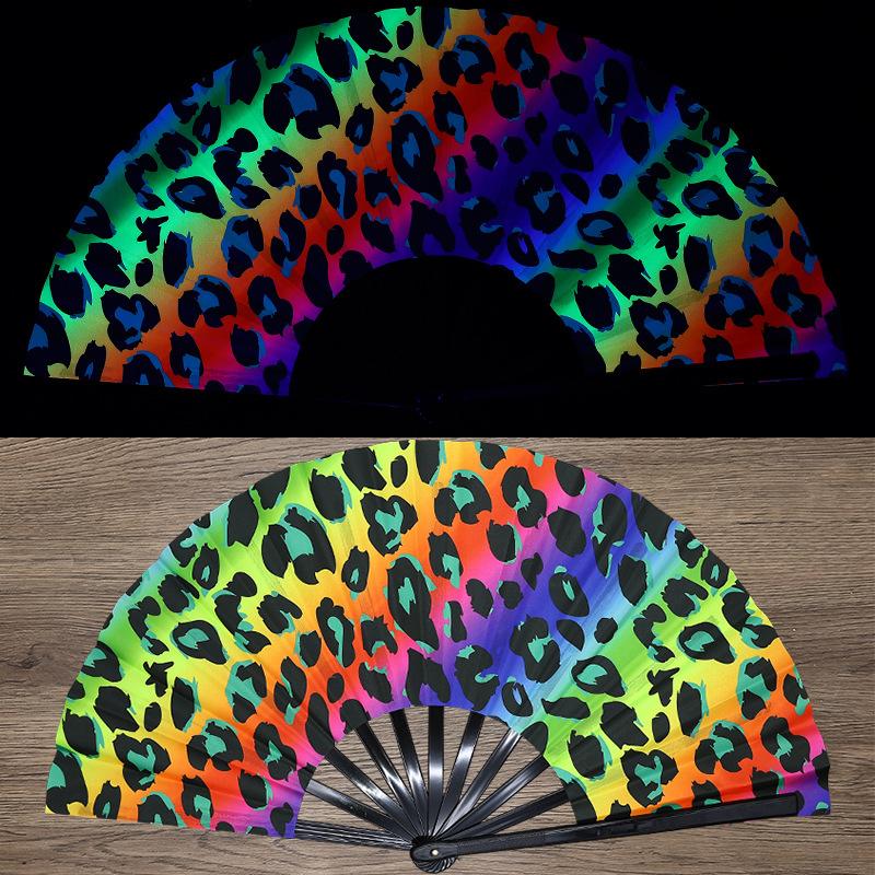 

1pcs Kung Fu Fan UV Ink Printing Fluorescent Fan Bamboo Bone Folding Fan For Festival Dance Party Home Decoration