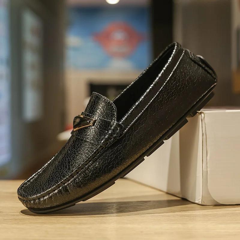 Handmade Luxury Mens Loafers High Quality Leather Comfortable Slip On Formal Casual Shoes Brand Lightweight Boat Shoes Mocassin