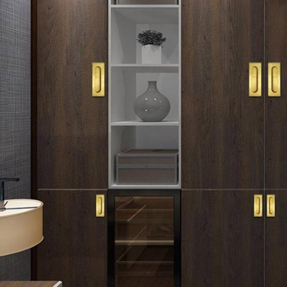 Brass Recessed Handle Flat Finger Pull Design With 2 Installation Screws Flush Pull Handle 105x38x11.5mm Brass Cabinet Hardware