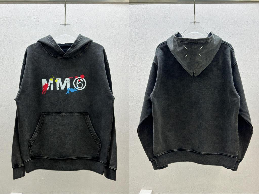 Autumn/Winter Cotton Terry Casual Hooded Sweatshirt - MM6 Minimalist Hoodie
