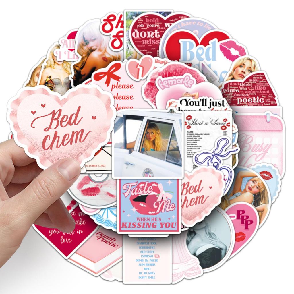 Sabrina Carpenter Celebrity Stickers: 50 Sheets for Decorating Notebooks and Guitars