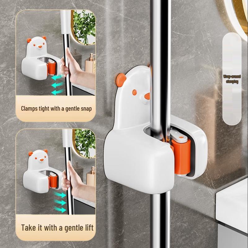 Drill-Free Wall-Mounted Mop Holder - Little Bear Design
