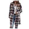 Women's  And Winter Temperament Pocket Plaid Long-sleeved Button Coat