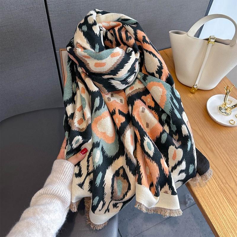 Soft Faux Cashmere Scarf Women With Paisley Warm Thick Wrap Shawl Winter