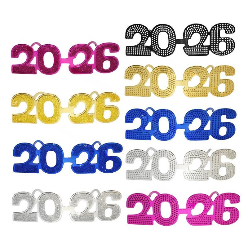2026 Nummer Brillen 2026 Frohes Jahr Brillen Diamant Glitzer Sonnenbrille Cosplay Requisite Weihnachtsfeier Dekoration Lustige Brillen