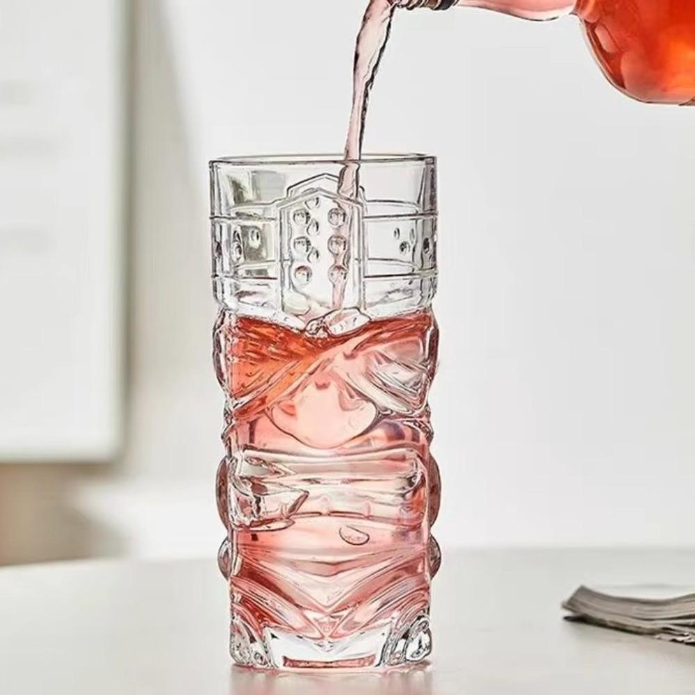 420ml Mask Glass Cup Transparent Tiki Glasses Funny Cup Juice Cup Bar