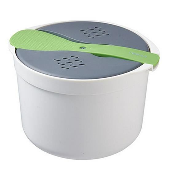 

Office Microwave & Rice Cooker: Large Capacity, Double-Layer, Includes Rice Spoon for Steaming and Heating.