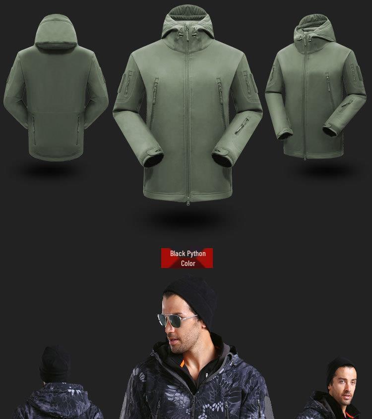 Men's Military Tactical Windbreaker Set: Waterproof, Warm, Outdoor Softshell Jacket with Plus Velvet for Mountaineering.