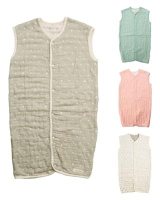 AngeloLux Baby Gauze Sleeper, Newborn, Made In Japan, Kids' Cotton/6-Layer Gauze Sleeper, Moss Gray, Size 110-120cm