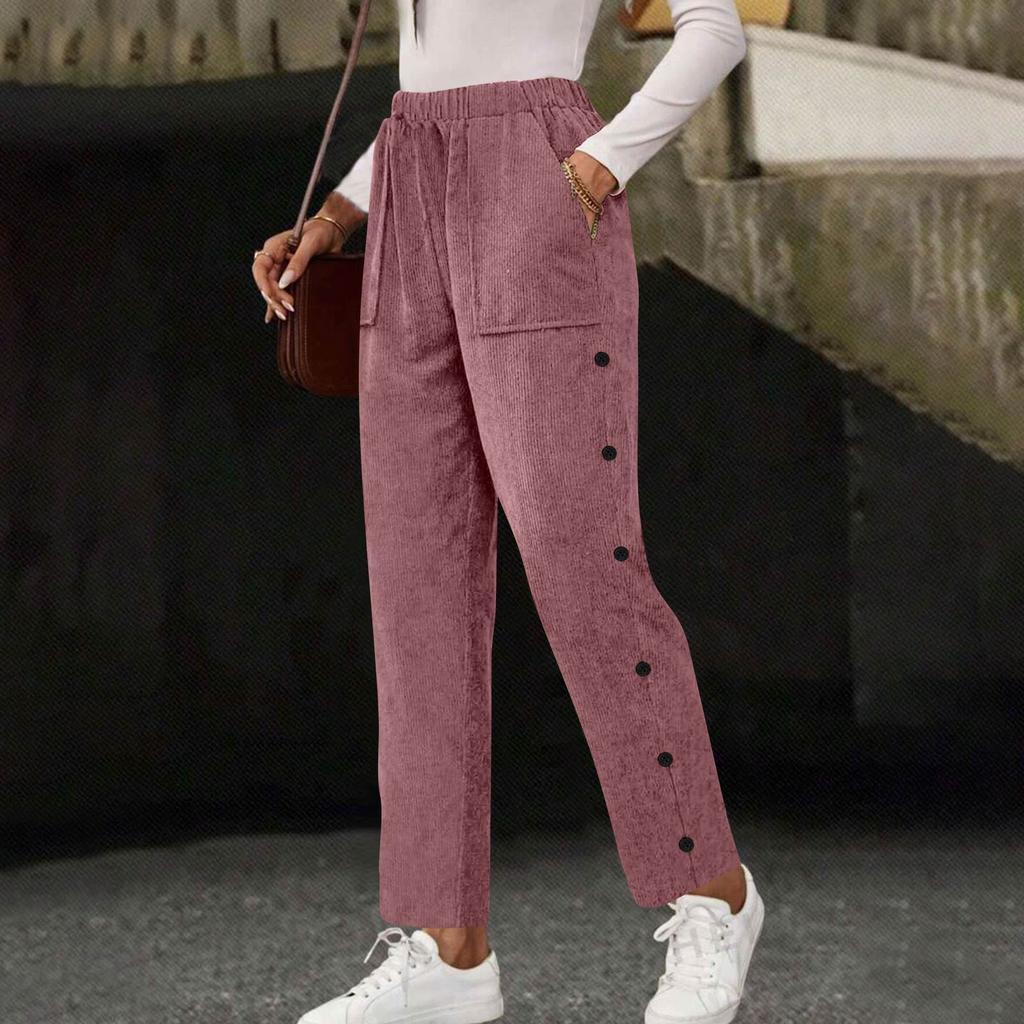 Damen Freizeitmode, Farbe Kordelzug Locker Gerade, Hosen mit Taschen