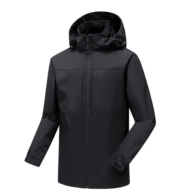 Spring and Autumn Male Middle-aged Mountain Waterproof Camping Hooded Sleeve Jacket Functional Outdoor Quick-drying Multi-Bag Jacket