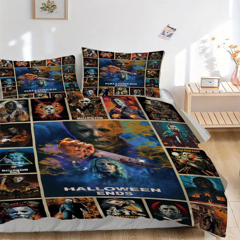 

Halloween Ends Poster Collage Bedding Set Comforter Cover Gift for Bedroom,Includes 1 Cover and 2 Pillowcases, No InsertB553 135x200cm