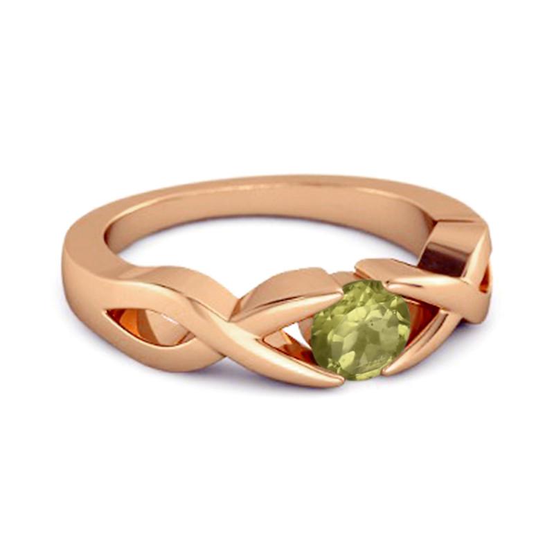 Peridot Twisted Vine Band Ring - Sterling Silver Rose Gold Vermeil
