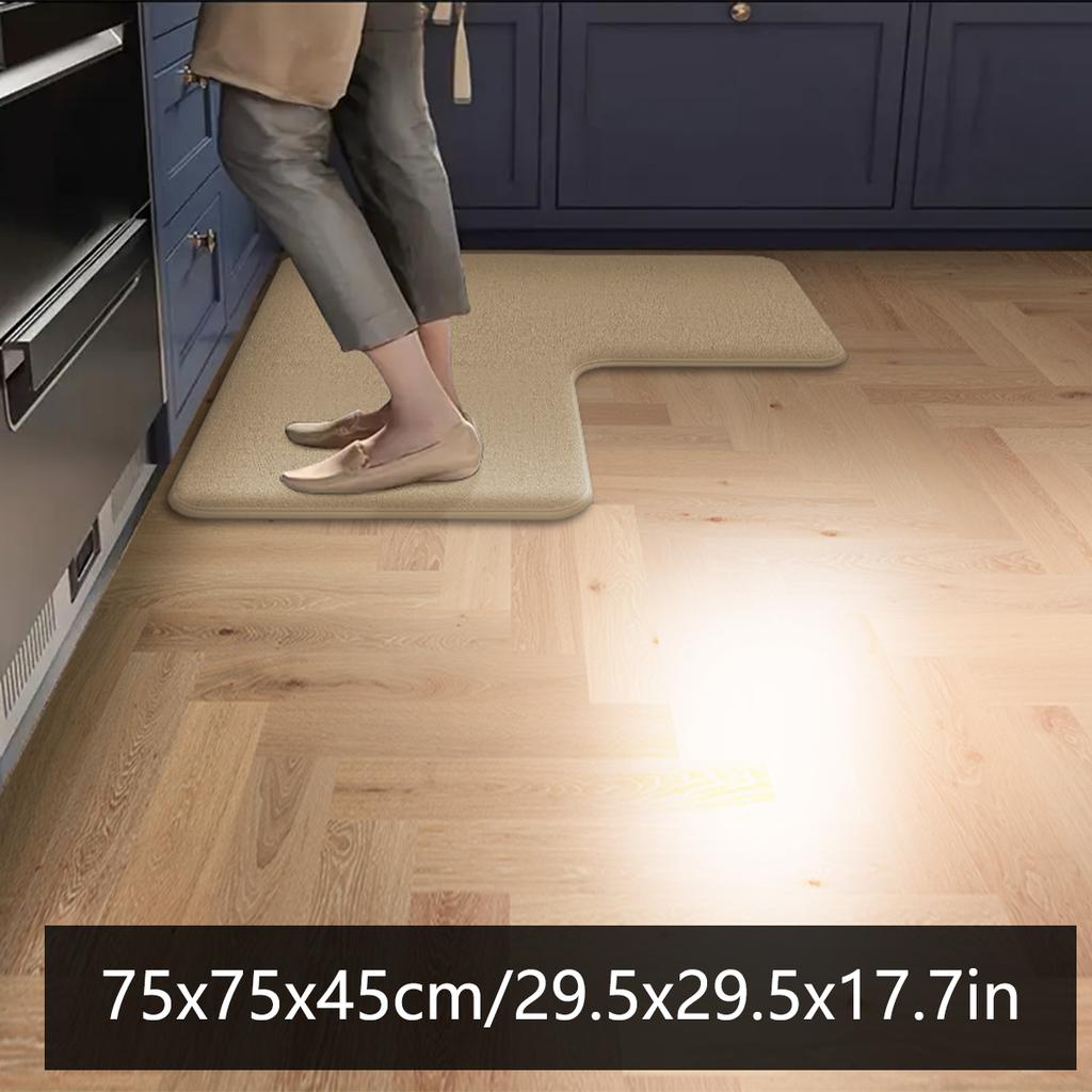 Solid Color Kitchen Corner Carpet Absorbent Floor Mat Simple L-shaped Non-slip Floor Mat Bathroom Door Mat Bathroom Foot Mat