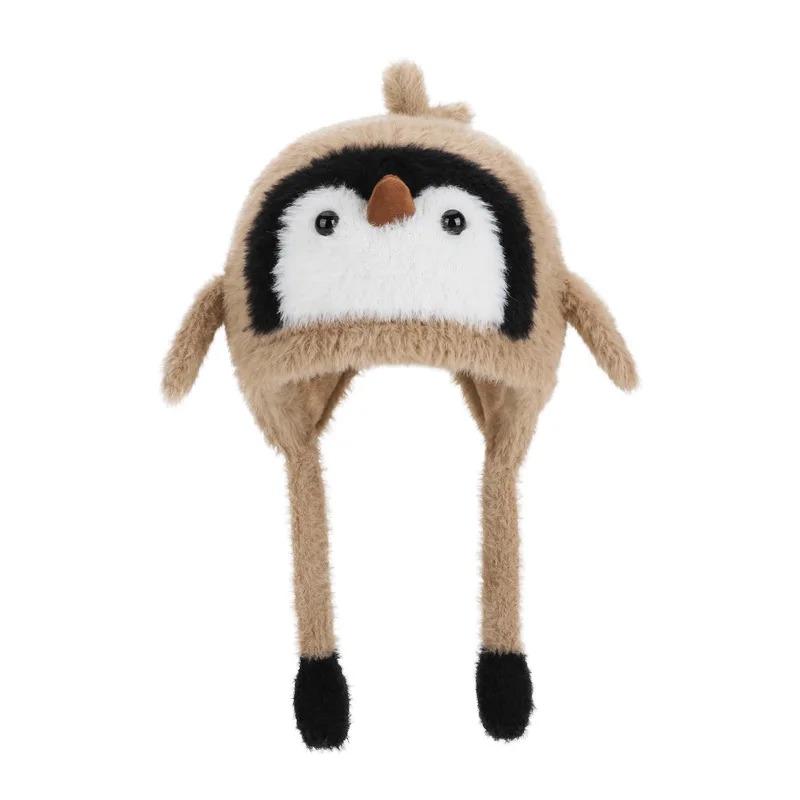 

Sweet Cute Penguin Earflap Hat Winter Warm Thickened Hat Cold Protection Windproof Beanies Caps Cycling коричневий