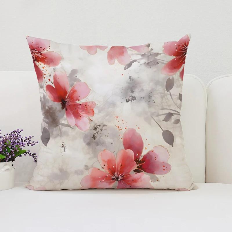 Cushion Covers for Decorative Cushions Japanese Cherry Blossom Pillowcases for Pillows 45x45 Luxury Cushion Cover Pillow Cases