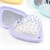 Mini Portable Folding Compact Heart Pocket Hair Brush Mirror Styling Accessories